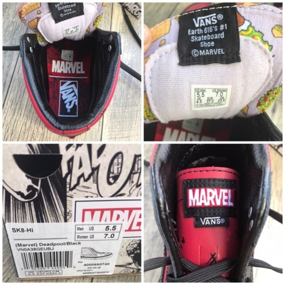 NWT VANS&Marvel SK8-HI Deadpool Black W AUTHENTIC - Picture 8 of 8